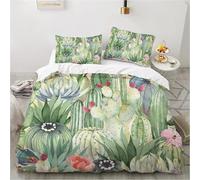 NDXRWDZR Fundas Nordicas Cama 105 Cactus Verde Ropa de Cama para Niñas Niños con Cremallera Suave Transpirable Microfibra Fundas Nordicas 180x220 cm + 2 Fundas de Almohada 50x80 cm