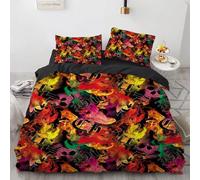 NDXRWDZR Fundas Nordicas Cama 105 CráNeo Llameante Ropa de Cama para Niñas Niños con Cremallera Suave Transpirable Microfibra Fundas Nordicas 180x220 cm + 2 Fundas de Almohada 50x80 cm