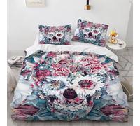 NDXRWDZR Fundas Nordicas Cama 105 CráNeo Rosa Ropa de Cama para Niñas Niños con Cremallera Suave Transpirable Microfibra Fundas Nordicas 180x220 cm + 2 Fundas de Almohada 50x80 cm