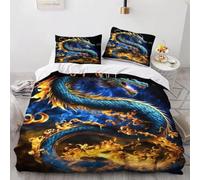 NDXRWDZR Fundas Nordicas Cama 105 DragóN Azul Ropa de Cama para Niñas Niños con Cremallera Suave Transpirable Microfibra Fundas Nordicas 180x220 cm + 2 Fundas de Almohada 50x80 cm