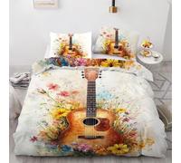NDXRWDZR Fundas Nordicas Cama 105 Guitarra Ropa de Cama para Niñas Niños con Cremallera Suave Transpirable Microfibra Fundas Nordicas 180x220 cm + 2 Fundas de Almohada 50x80 cm