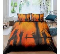 NDXRWDZR Fundas Nordicas Cama 105 Huellas Manos Halloween Ropa de Cama para Niñas Niños con Cremallera Suave Transpirable Microfibra Fundas Nordicas 180x220 cm + 2 Fundas de Almohada 50x80 cm
