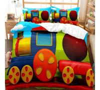 NDXRWDZR Fundas Nordicas Cama 105 Tren De Colores Ropa de Cama para Niñas Niños con Cremallera Suave Transpirable Microfibra Fundas Nordicas 180x220 cm + 2 Fundas de Almohada 50x80 cm