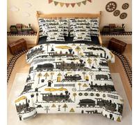 NDXRWDZR Fundas Nordicas Cama 105 Tren De Vapor Retro Ropa de Cama para Niñas Niños con Cremallera Suave Transpirable Microfibra Fundas Nordicas 180x220 cm + 2 Fundas de Almohada 50x80 cm