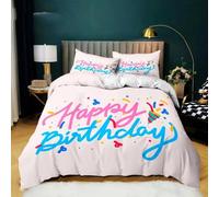 NDXRWDZR Fundas Nordicas Cama 135 Feliz CumpleañOs Ropa de Cama para Niños Adultos con Cremallera Suave Transpirable Microfibra Fundas Nordicas 220x220 cm + 2 Fundas de Almohada 50x80 cm