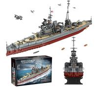 NDZUI Bloques de construcción de acorazado de batalla, serie militar, juguete de barco MOC WWII, modelo de buque de guerra militar, regalo para niños y hombres a partir de 14 años (Elizabeth)