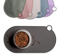 ne&no Alfombrilla de silicona para comedero de gatos y perros pequeños, base impermeable para alimentos, antideslizante, alfombrilla de silicona con lazo para colgar, 49 x 25 cm (gris grafito)