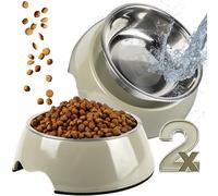 ne&no® Juego de 2 Cuencos Comida Perro y Gato (M, Taupe)