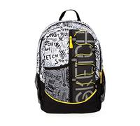 NE.ON! Sketch - Mochila con 3 compartimentos y cierre de cremallera blanca, mochila escolar superior con tirantes y respaldo acolchados, ajustable y transpirable, 100% impermeable, estilo urbano,