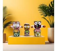 NEAL EXCLUSIVE Lord Jagannath, Balaram y Subhadra Idol Trimurty de madera para el templo del hogar/Pooja/decoración/regalo de 4 pulgadas, multicolor 01 set, religioso