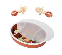 Neamou Placa de succión de silicona para niños pequeños - Placa de succión con forma de pelota de rugby para niños pequeños | Plato de agarre dividido para alimentación de entrenamiento, plato