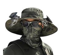 Neamou Sombrero con ventilador incorporado,Sombrero para ventilador con energía solar | Sombrero de ala ancha para el sol, 3 velocidades de viento ajustables - Cómodo sombrero de pescador transpirable