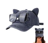 Neamou Sombrero para el Sol con Oreja de Gato,Gorra de béisbol - Sombrero para el Sol para niñas con Oreja de Gato - Gorra de Visera Ajustable para niños pequeños para Escalar, Viajar, Acampar