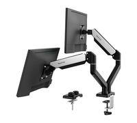 NearHub Soporte de escritorio para monitor dual para pantalla de computadora de 13 a 32 pulgadas, brazo de monitor de resorte de gas ajustable, cada brazo soporta de 4.4 a 22 libras, giratorio