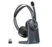 NEARITY EP320 Auriculares Inalámbricos con Micrófono para Trabajo, Bluetooth con Cancelación de Ruido, Dongle Tipo A para PC, Base de Carga & Cancelación de Ruido para Oficina/Hogar/Call Center