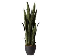 Nearly Natural 4855 -Sansevieria Verde de 89 cm con Maceta Negra