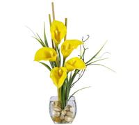 NearlyNatural 1118-YL Calla Lilly - Arreglo de Flores de Seda, Color Amarillo