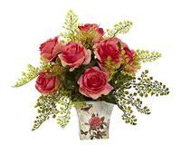 NearlyNatural 1379-DP Rose 7 - Pelo de Doncella con Maceta Floral, Color Rosa Oscuro