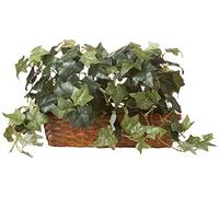 NearlyNatural Hiedra Puff de 12.5 Pulgadas con Cesta de repisa Plantas de Seda, Verde