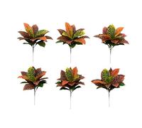 NearlyNatural - Juego de 6 Plantas de Seda, diseño de Croton Artificial de 17 Pulgadas