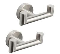 NearMoon 2 ganchos dobles para toallas de baño SUS304 de acero inoxidable resistente, doble perchero para baño, salón, cocina, montaje en pared (níquel cepillado)