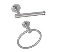 NearMoon 2 Piezas Accesorios de baño, Anillo de Toalla y Soporte de Papel higiénico, Colgador de Toalla de baño de Acero Inoxidable y Soporte de Toalla de Mano, montado en la Pared (níquel Cepillado)