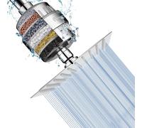 NearMoon Cabezal de ducha cuadrado y filtro de ducha de 15 etapas, cabezal de ducha filtrado de alta presión para agua dura, mejora la condición de tu piel y cabello (acabado cromado)