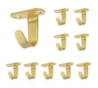 NearMoon Ganchos de techo de acero inoxidable montados con tornillo, para debajo del estante, toalla/bata, perchero resistente para baño, cocina, garaje, paquete de 10 (oro cepillado)