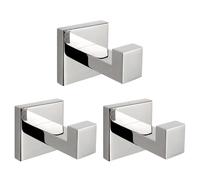 NearMoon Ganchos para toallas de baño -SUS304 de acero inoxidable cuadrados, ganchos resistentes para baño, sala de estar, hotel, cocina, garaje, montaje en pared, paquete de 3 (acabado cromado)