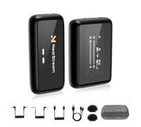 NearStream AWM20D Micrófono de Solapa Inalámbrico con Cancelación de Ruido, Pantalla HD/200m de Transmisión/7H de Duración de la Batería, Micrófono de Solapa Compacto de Doble Canal para Cámaras/Vlog