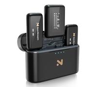 NearStream AWM20T Micrófono de Solapa Inalámbrico con Cancelación de Ruido, Pantalla HD/200m de Transmisión/7H de Duración de la Batería, Micrófono de Solapa Compacto de Doble Canal para Cámaras/Vlog