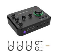 NearStream Interfaz Audio USB con Entradas para Micrófono XLR con Fuente de Alimentación Phantom de 48W,Tarjeta de Sonido Externa Mezclador de Audio Portatil para Grabación Transmisión Podcasting