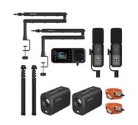 NearStream PodPro Duo - Kit de podcast para 2 personas (2 cámaras de transmisión VM20, 2 micrófonos AM25X, 2 brazos de micrófono ST20, 1 mezclador de audio AMIX40U, 2 soportes para cámara y 2 cables