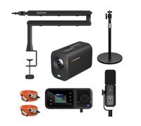 NearStream PodPro Solo - Kit de equipo de podcast con 1 cámara de transmisión VM20 4K, 1 micrófono AM25X, 1 brazo de boom ST20, 1 mezclador de audio AMIX40U, 1 trípode para cámara y 2 cables XLR para