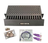 Neat Patch - Kit de gestión de cables 2U - 1 paquete con 48 cables de conexión CAT6 (2 pies morado)
