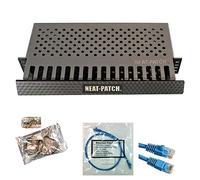 Neat Patch MINI 1U Kit de gestión de cables de bajo perfil - 1 paquete con 24 cables de conexión CAT6 (1 pie), color azul