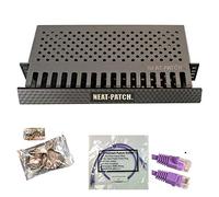 Neat Patch MINI 1U Kit de gestión de cables de perfil bajo, 1 paquete con 24 cables de conexión CAT6 (1 pie morado)