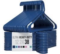 NEATERIZE Ultra Heavy Duty Plastic Clothes Hangers Navy Durable Coat Suit and Clothes Hanger Perchas De Ropa 38 Pack Na