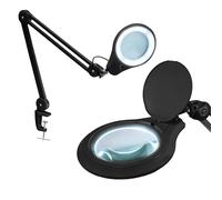 Neatfi Lámpara lupa LED de 1.200 lúmenes con abrazadera - Lente de 13 cm, 8 dioptrías, regulable, incluye paño de microfibra, lámpara para lectura, costura y manualidades (Negro, 8 Dioptrías)