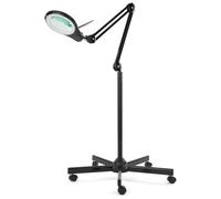 Neatfi LED Lámpara de Pie de Aumento -1,200 Lúmenes, Lente Bifocal de 13 cm con 5 y 20 Dioptrías, Regulable, Base con Ruedas, Lámpara de Piso para Lectura, Costura y Manualidades (Negro)