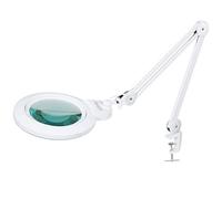 Neatfi XL Lámpara de Aumento LED Bifocal - Lente Acrílica de 18 cm, Aumento 2.25x y 6X, 1,600 Lúmenes, LED Regulable, Brazo Ajustable, Trabajo de Cerca Manos Libres (con Abrazadera, Blanco)