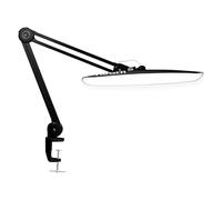 Neatfi XL Lámpara de Escritorio LED de 24W y 2200 Lúmenes con Abrazadera - Iluminación de Trabajo Sin Sombras | 4 Niveles de Regulación| Cabezal Ancho de 50 cm (Negro, No-CCT con Abrazadera)