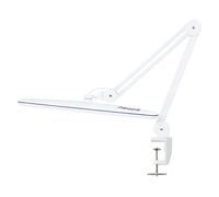 Neatfi XL Lámpara de trabajo LED, Enchufe Europeo, 2.200 lúmenes, 24 W, LED SMD de 182 piezas, 3 modos de luz, regulable, lámpara ultra ancha de 58 CM (CCT con Abrazadera, Blanco)