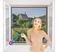 NeatiEase Mosquiteras para Ventanas Pantalla magnética ajustable y flexible de 100 x 130 cm, se adapta a cualquier tamaño más pequeño（Marco gris, malla negra）