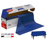 Neatiffy 137.2 cm x 32.9 m Rollo De Mantel De Plástico Desechable con Cortador, Fiesta/Picnic/Banquetes Cubierta De Mesa para Rectángulo, Ovalado, Mesas Redondas,(Azul)