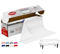 Neatiffy 137.2 cm x 32.9 m Rollo De Mantel De Plástico Desechable con Cortador, Fiesta/Picnic/Banquetes Cubierta De Mesa para Rectángulo, Ovalado, Mesas Redondas, Blanco