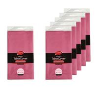 Neatiffy Paquete de 6 manteles rectangulares de plástico de 54 x 108 pulgadas, para picnic, camping, fiesta, banquete, manteles desechables/reutilizables, color rosa