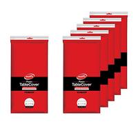 Neatiffy Paquete de 6 manteles rectangulares de plástico de 54 x 108 pulgadas, para picnic, camping, fiesta, banquete, manteles desechables/reutilizables, color rojo