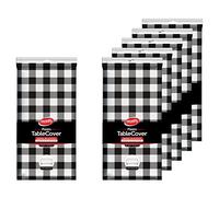 Neatiffy Paquete de 6 manteles rectangulares de plástico de 54 x 108 pulgadas, para picnic, camping, fiesta, banquete, manteles desechables/reutilizables (cuadros negros, 6)