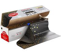 Neatiffy Rollo de Mantel de plástico desechable de 54 Pulgadas x 108 pies, Mantel para mesas rectangulares/Redondas/cuadradas, equivale a 12 Paquetes de Picnic (Lunares Dorados Negros)